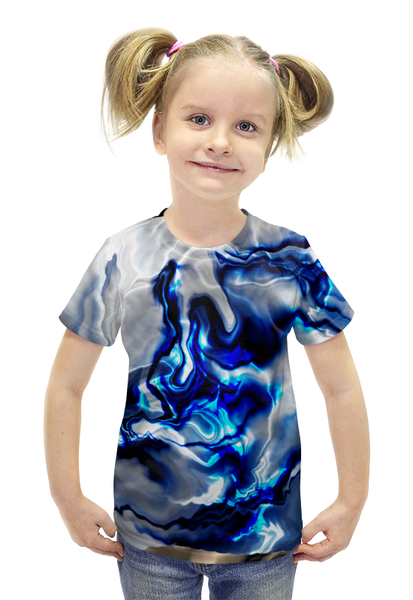 Заказать детскую футболку в Москве. Футболка с полной запечаткой для девочек Зимняя абстракция от Anna Lomachenko - готовые дизайны и нанесение принтов.