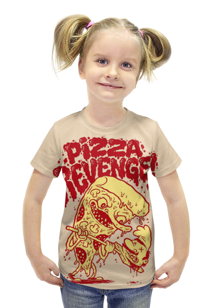 Заказать детскую футболку в Москве. Футболка с полной запечаткой для девочек Pizza Revenge от Leichenwagen - готовые дизайны и нанесение принтов.