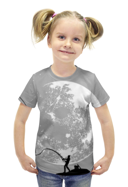 Заказать детскую футболку в Москве. Футболка с полной запечаткой для девочек Рыбалка от kolek2510 - готовые дизайны и нанесение принтов.