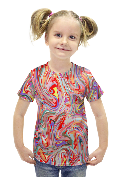 Заказать детскую футболку в Москве. Футболка с полной запечаткой для девочек Смешанные краски от THE_NISE  - готовые дизайны и нанесение принтов.