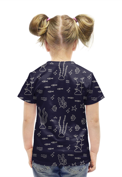 Заказать детскую футболку в Москве. Футболка с полной запечаткой для девочек Морское дно от axenova-n@yandex.ru - готовые дизайны и нанесение принтов.