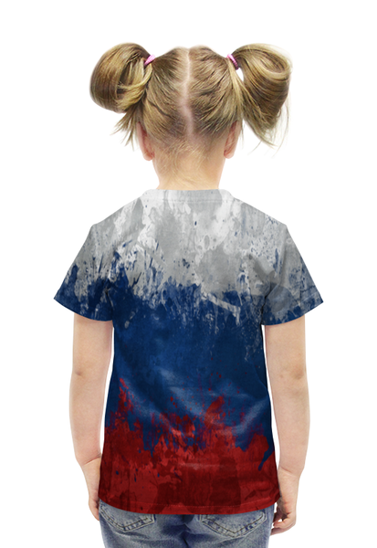 Заказать детскую футболку в Москве. Футболка с полной запечаткой для девочек Флаг Российской Федерации от Leichenwagen - готовые дизайны и нанесение принтов.