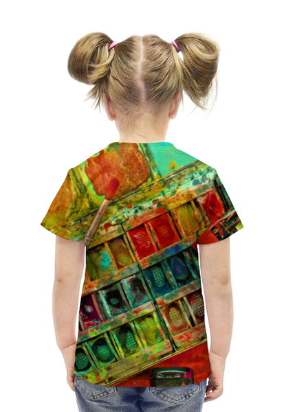 Заказать детскую футболку в Москве. Футболка с полной запечаткой для девочек "Акварельные краски" от Максим Кашин - готовые дизайны и нанесение принтов.