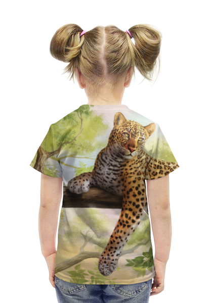 Заказать детскую футболку в Москве. Футболка с полной запечаткой для девочек Леопард от Александр Гришин - готовые дизайны и нанесение принтов.