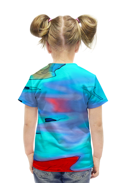 Заказать детскую футболку в Москве. Футболка с полной запечаткой для девочек Блики на воде от THE_NISE  - готовые дизайны и нанесение принтов.