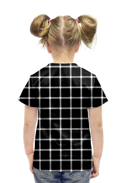 Заказать детскую футболку в Москве. Футболка с полной запечаткой для девочек Чёрная клетка от Виктор Гришин - готовые дизайны и нанесение принтов.