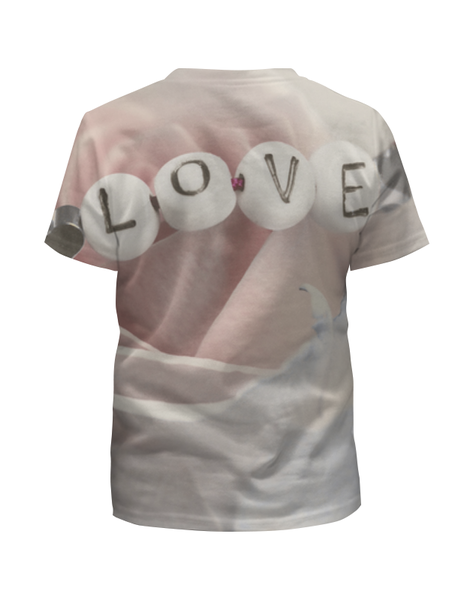 Заказать детскую футболку в Москве. Футболка с полной запечаткой для девочек "Love" от Sergey Antonov - готовые дизайны и нанесение принтов.