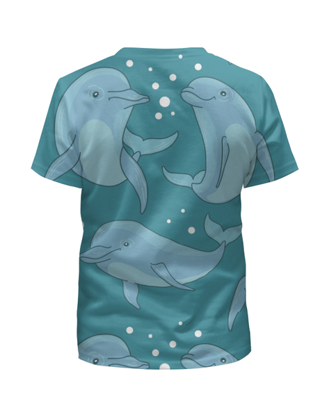 Заказать детскую футболку в Москве. Футболка с полной запечаткой для девочек Дельфины  от T-shirt print  - готовые дизайны и нанесение принтов.