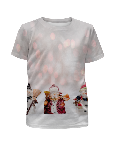 Заказать детскую футболку в Москве. Футболка с полной запечаткой для девочек Три Снеговика от Оксана Музыка - готовые дизайны и нанесение принтов.