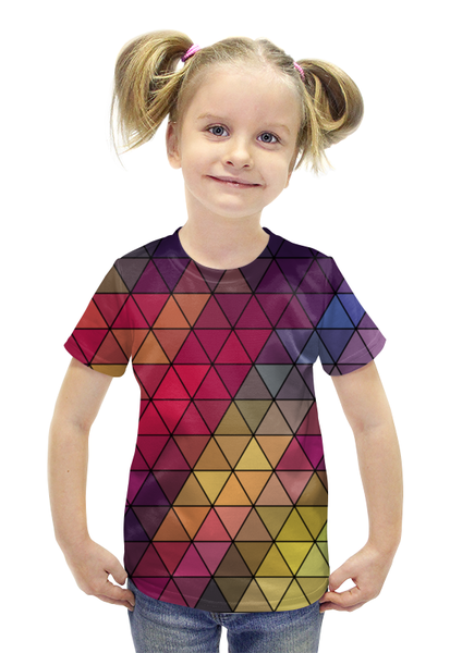 Заказать детскую футболку в Москве. Футболка с полной запечаткой для девочек Мозаика  от CoolDesign - готовые дизайны и нанесение принтов.