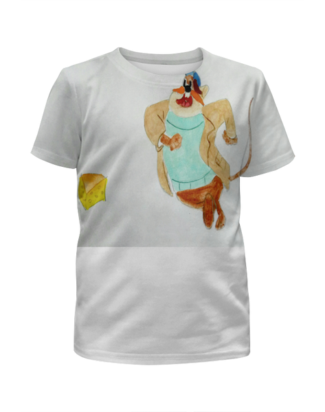 Заказать детскую футболку в Москве. Футболка с полной запечаткой для девочек Любитель сыра от mrs-snit@yandex.ru - готовые дизайны и нанесение принтов.