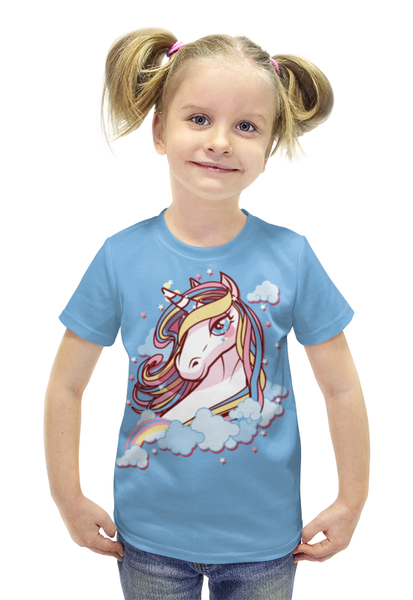 Заказать детскую футболку в Москве. Футболка с полной запечаткой для девочек Единорог от Nos  - готовые дизайны и нанесение принтов.