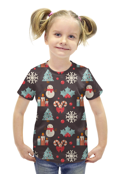 Заказать детскую футболку в Москве. Футболка с полной запечаткой для девочек Новый год от Илья Щеблецов - готовые дизайны и нанесение принтов.