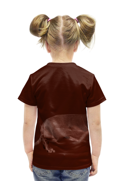 Заказать детскую футболку в Москве. Футболка с полной запечаткой для девочек Такса от valezar - готовые дизайны и нанесение принтов.
