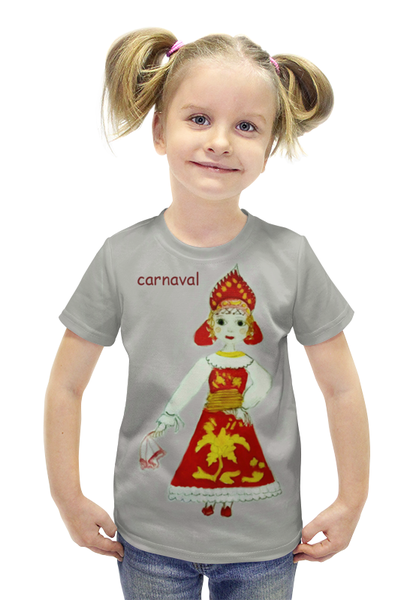 Заказать детскую футболку в Москве. Футболка с полной запечаткой для девочек Масленица от mrs-snit@yandex.ru - готовые дизайны и нанесение принтов.