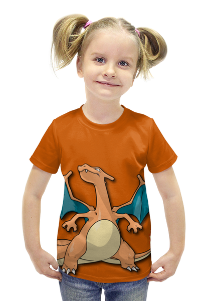 Заказать детскую футболку в Москве. Футболка с полной запечаткой для девочек Чаризард от scoopysmith - готовые дизайны и нанесение принтов.