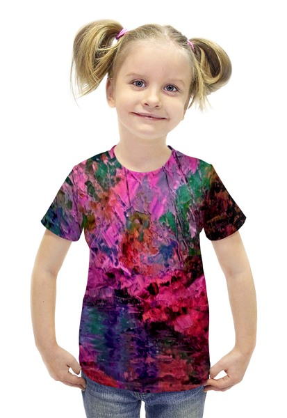 Заказать детскую футболку в Москве. Футболка с полной запечаткой для девочек Краски лета от THE_NISE  - готовые дизайны и нанесение принтов.