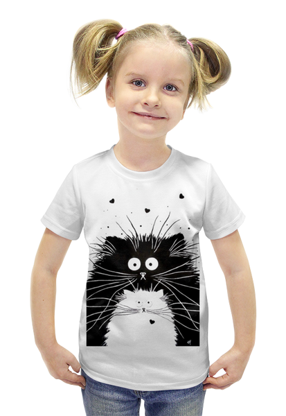 Заказать детскую футболку в Москве. Футболка с полной запечаткой для девочек Кошки от Виктор Гришин - готовые дизайны и нанесение принтов.