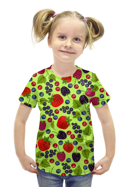 Заказать детскую футболку в Москве. Футболка с полной запечаткой для девочек ЯГОДКА от robus - готовые дизайны и нанесение принтов.