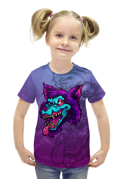 Заказать детскую футболку в Москве. Футболка с полной запечаткой для девочек Were Wolf от balden - готовые дизайны и нанесение принтов.