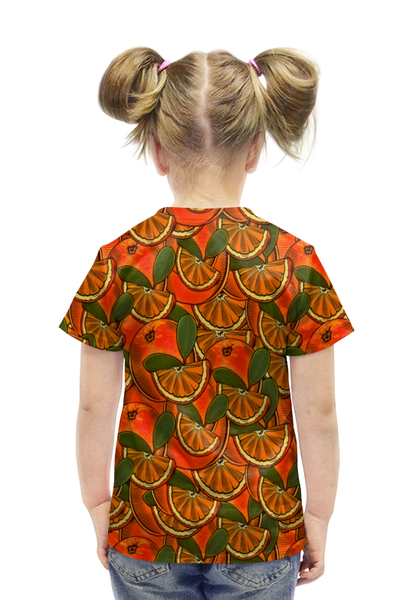 Заказать детскую футболку в Москве. Футболка с полной запечаткой для девочек Апельсин от THE_NISE  - готовые дизайны и нанесение принтов.