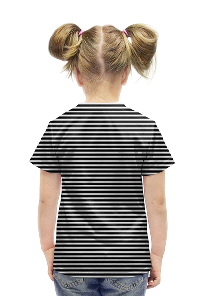 Заказать детскую футболку в Москве. Футболка с полной запечаткой для девочек девушка внутри тельняшки от Маверик - готовые дизайны и нанесение принтов.
