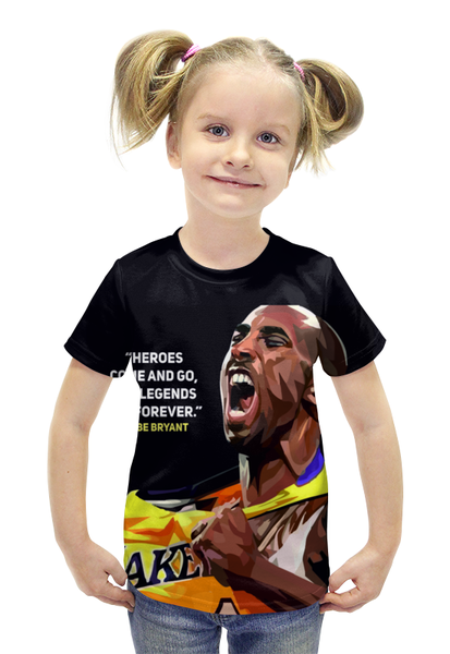 Заказать детскую футболку в Москве. Футболка с полной запечаткой для девочек Коби Брайант от thegallery - готовые дизайны и нанесение принтов.