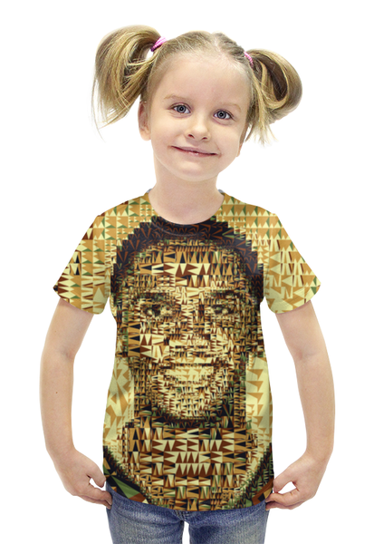 Заказать детскую футболку в Москве. Футболка с полной запечаткой для девочек Футбольная мозайка Самуэль Это'О от CoolDesign - готовые дизайны и нанесение принтов.