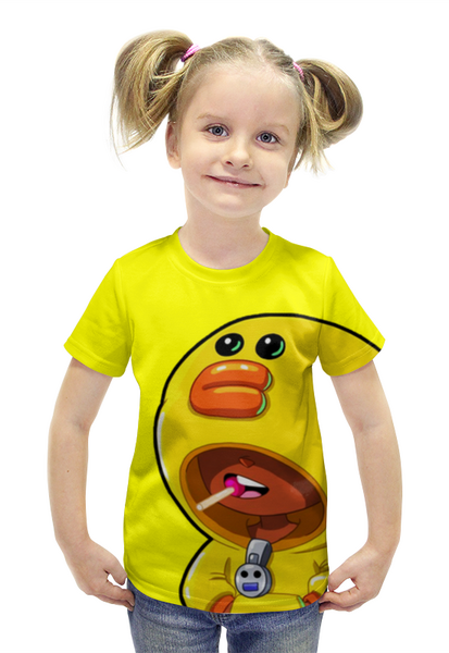 Заказать детскую футболку в Москве. Футболка с полной запечаткой для девочек Brawl Stars Sally Leon от weeert - готовые дизайны и нанесение принтов.