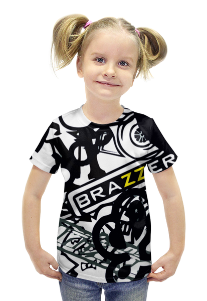 Заказать детскую футболку в Москве. Футболка с полной запечаткой для девочек StickerBomb AutoTheme от xxx5730@yandex.ru - готовые дизайны и нанесение принтов.