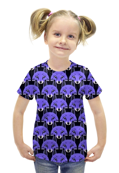 Заказать детскую футболку в Москве. Футболка с полной запечаткой для девочек Лисички патттерн от THE_NISE  - готовые дизайны и нанесение принтов.