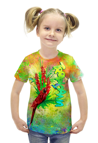 Заказать детскую футболку в Москве. Футболка с полной запечаткой для девочек Tropicana. от Zorgo-Art  - готовые дизайны и нанесение принтов.