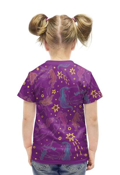 Заказать детскую футболку в Москве. Футболка с полной запечаткой для девочек Единороги от ПРИНТЫ ПЕЧАТЬ  - готовые дизайны и нанесение принтов.