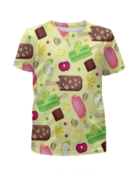 Заказать детскую футболку в Москве. Футболка с полной запечаткой для девочек Мороженое от IrinkaArt  - готовые дизайны и нанесение принтов.