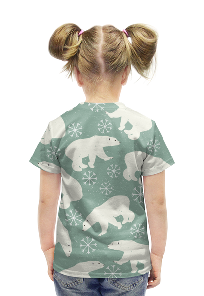 Заказать детскую футболку в Москве. Футболка с полной запечаткой для девочек белый медведь от THE_NISE  - готовые дизайны и нанесение принтов.
