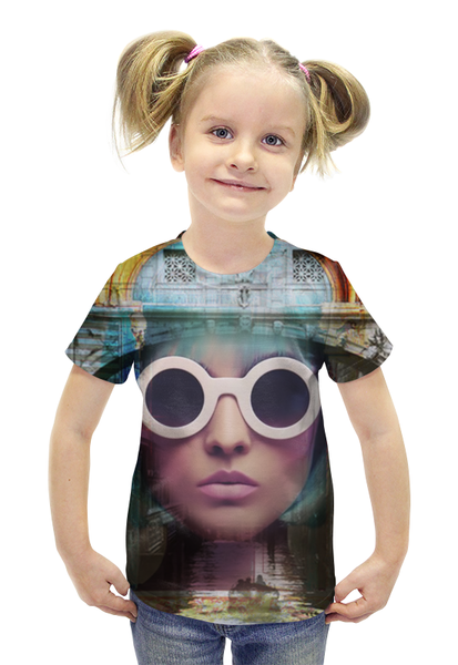 Заказать детскую футболку в Москве. Футболка с полной запечаткой для девочек Венеция от Pinky-Winky - готовые дизайны и нанесение принтов.