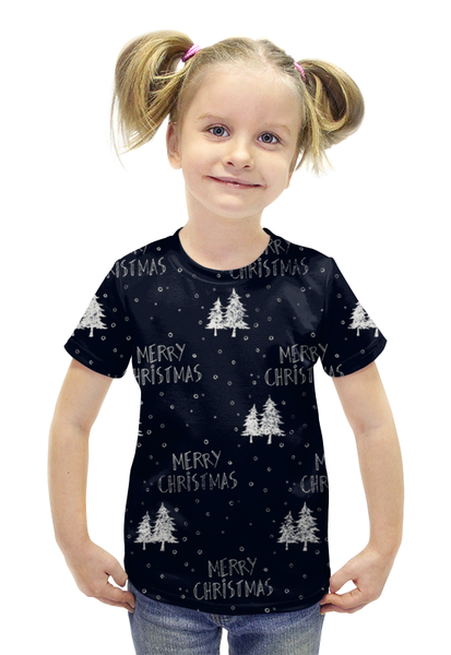 Заказать детскую футболку в Москве. Футболка с полной запечаткой для девочек Merry Christmas от THE_NISE  - готовые дизайны и нанесение принтов.
