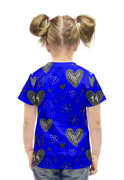 Заказать детскую футболку в Москве. Футболка с полной запечаткой для девочек день влюбленных от THE_NISE  - готовые дизайны и нанесение принтов.