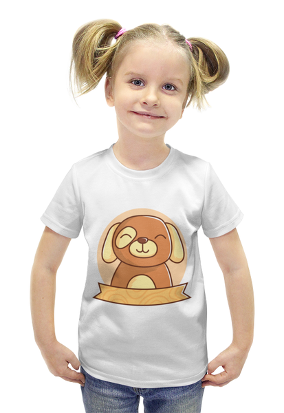 Заказать детскую футболку в Москве. Футболка с полной запечаткой для девочек Спящая собачка от svetlanas - готовые дизайны и нанесение принтов.