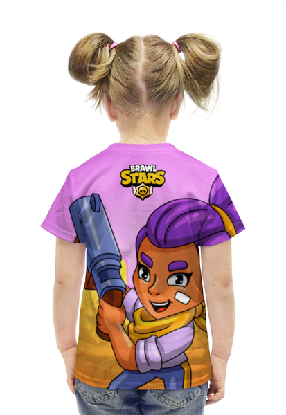 Заказать детскую футболку в Москве. Футболка с полной запечаткой для девочек BRAWL STARS SHELLY от geekbox - готовые дизайны и нанесение принтов.