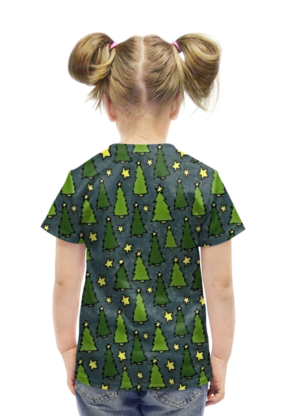 Заказать детскую футболку в Москве. Футболка с полной запечаткой для девочек Новогодняя елка от THE_NISE  - готовые дизайны и нанесение принтов.