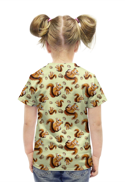 Заказать детскую футболку в Москве. Футболка с полной запечаткой для девочек беллочка с орехами от Алина Лейманн - готовые дизайны и нанесение принтов.