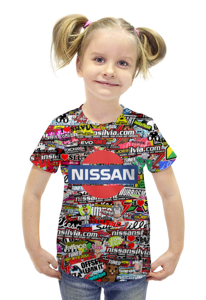 Заказать детскую футболку в Москве. Футболка с полной запечаткой для девочек Nissan_ARSB от ARSBOYZ BRAND - готовые дизайны и нанесение принтов.
