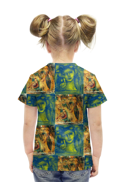 Заказать детскую футболку в Москве. Футболка с полной запечаткой для девочек девушка в стиле этно от ФОМА ФОМА - готовые дизайны и нанесение принтов.