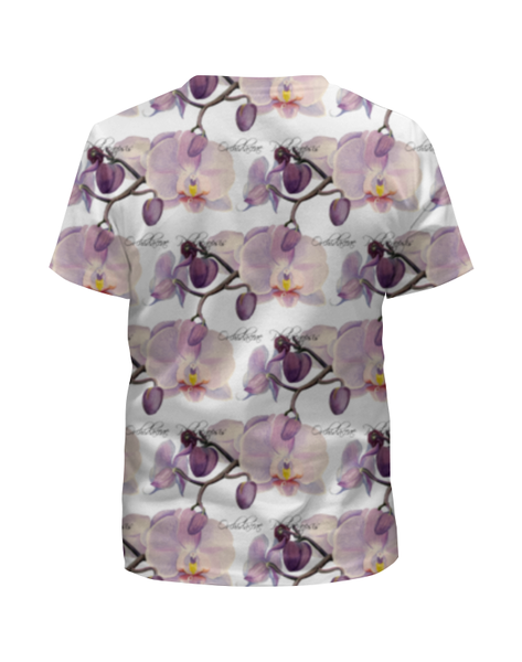 Заказать детскую футболку в Москве. Футболка с полной запечаткой для девочек ветка орхидеи от okonit - готовые дизайны и нанесение принтов.
