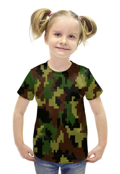 Заказать детскую футболку в Москве. Футболка с полной запечаткой для девочек Камуфляж цветной от THE_NISE  - готовые дизайны и нанесение принтов.