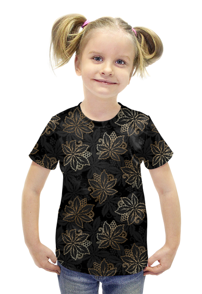 Заказать детскую футболку в Москве. Футболка с полной запечаткой для девочек Листья от Ирина - готовые дизайны и нанесение принтов.