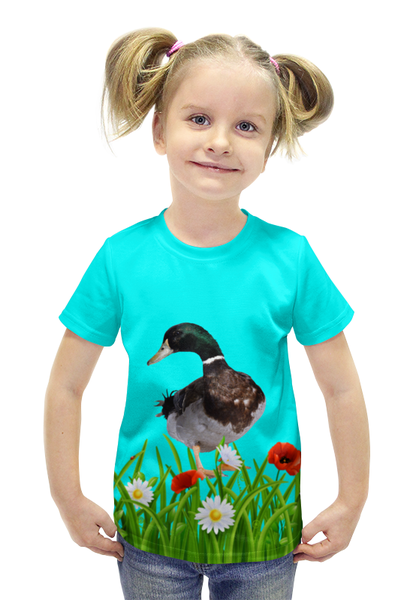 Заказать детскую футболку в Москве. Футболка с полной запечаткой для девочек Уточка от THE_NISE  - готовые дизайны и нанесение принтов.