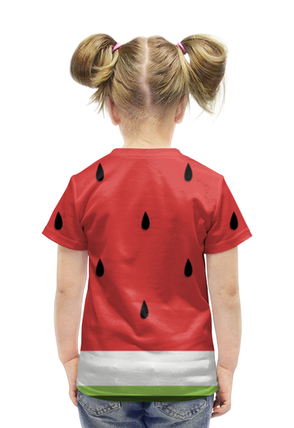 Заказать детскую футболку в Москве. Футболка с полной запечаткой для девочек Арбуз 3D от coolmag - готовые дизайны и нанесение принтов.