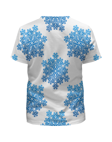 Заказать детскую футболку в Москве. Футболка с полной запечаткой для девочек Голубые снежинки от THE_NISE  - готовые дизайны и нанесение принтов.